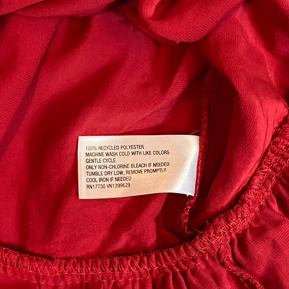 Knox Rose Red Satin Ruffled XS Mini Dress Gathered Scoop Neck Long Sleeve NEW - Picture 8 of 8